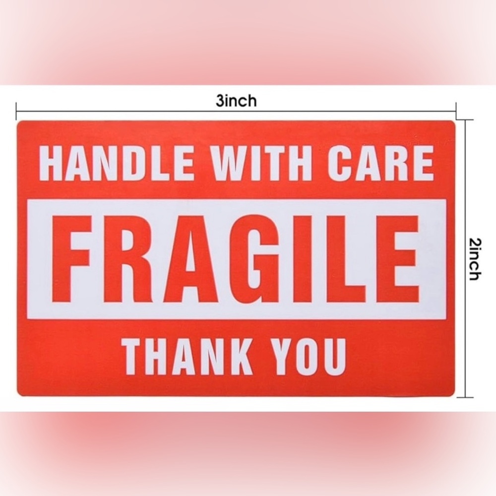 3x2 Fragile Stickers Large Roll of 500